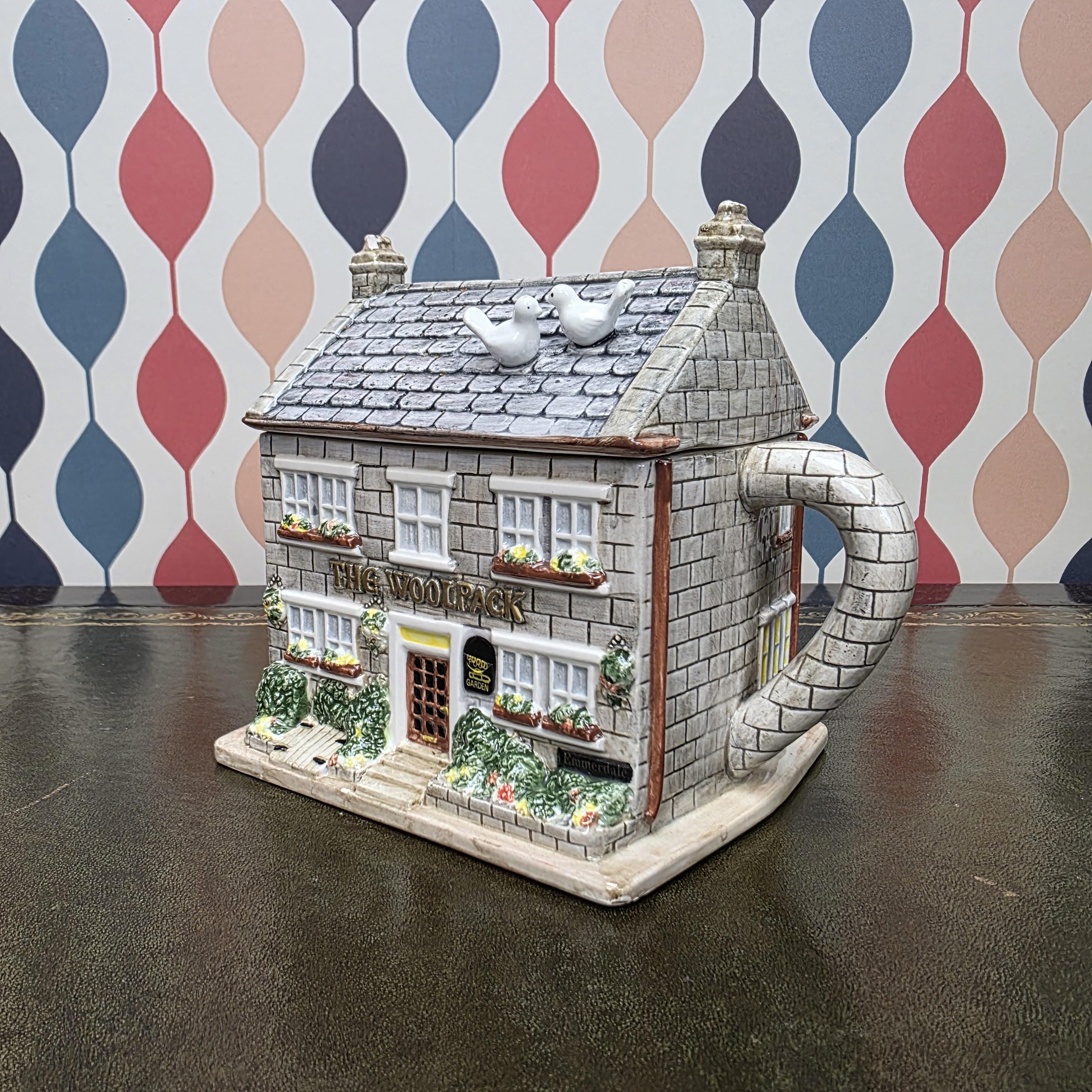 Vintage Emmerdale Woolpack Teapot TV Series Collectible Ceramic Pub House Novelty Memorabilia Kitchen Decor