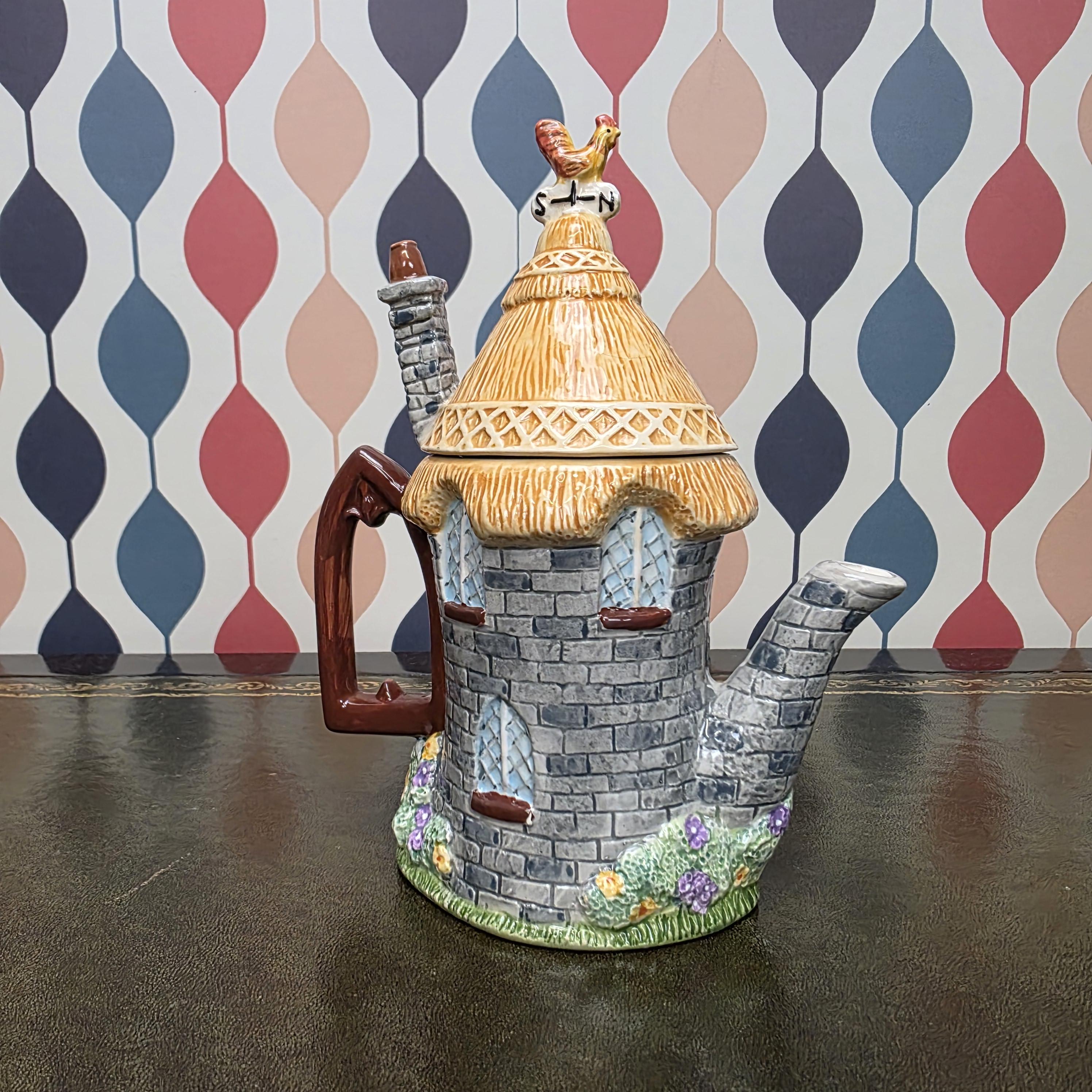 Vintage Cottage House Teapot Leonardo Collection Ceramic Novelty Village Teapot Collectible Kitchen Decor