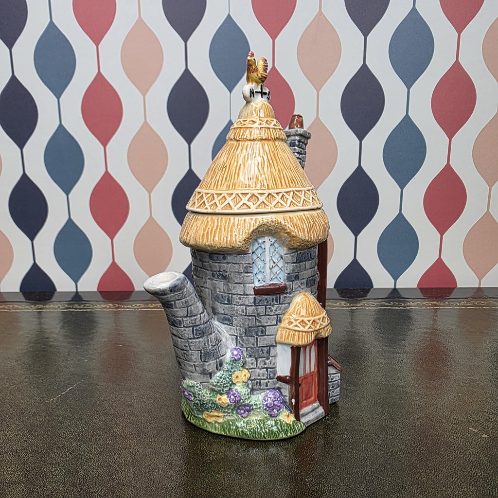 Vintage Cottage House Teapot Leonardo Collection Ceramic Novelty Village Teapot Collectible Kitchen Decor