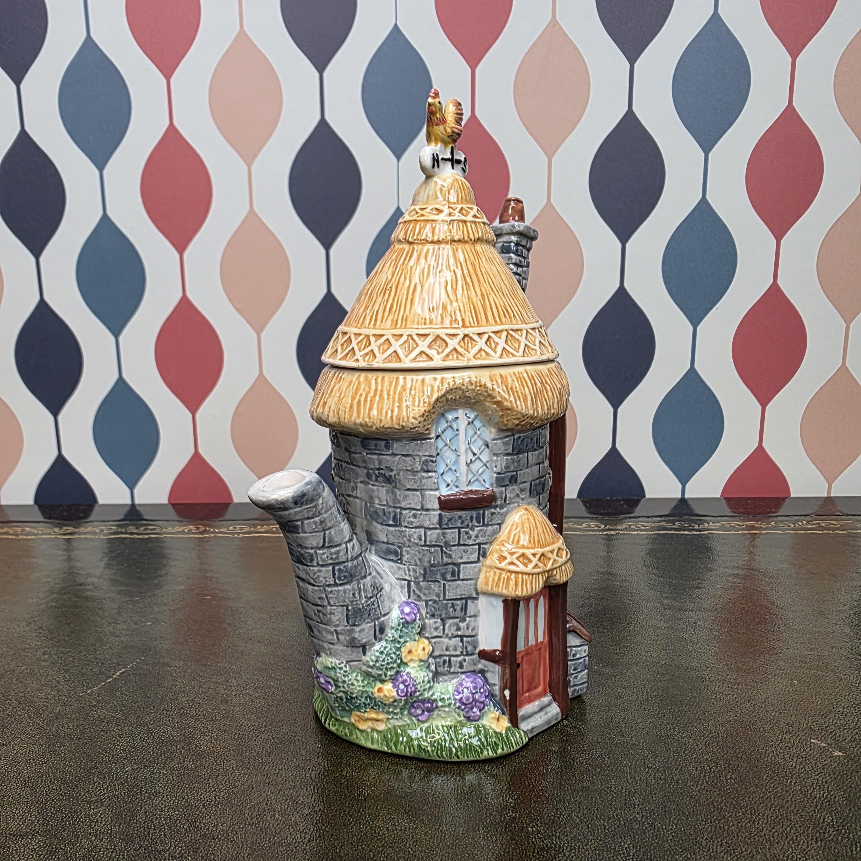 Vintage Cottage House Teapot Leonardo Collection Ceramic Novelty Village Teapot Collectible Kitchen Decor