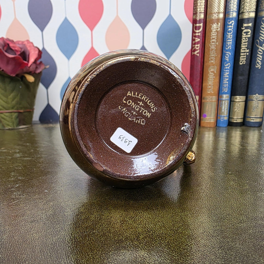 Allertons London England Copper Lustre Jug Vintage Ceramic Creamer Pitcher Brown Lustreware Floral Band