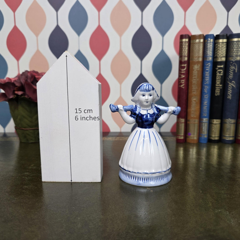 Vintage Delft Blue Dutch Girl Figurine Hand Painted Ceramic Holland Blue White Collectible Decor