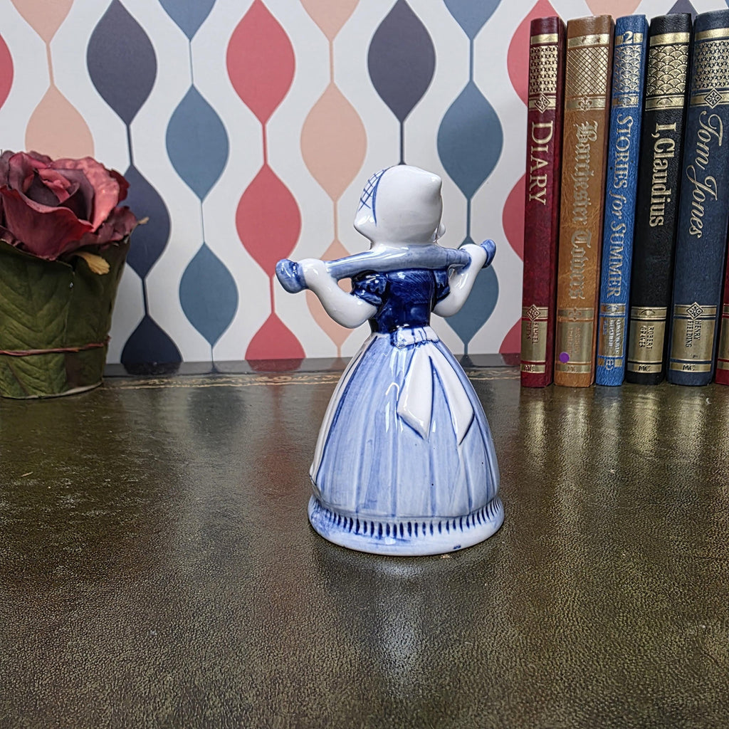 Vintage Delft Blue Dutch Girl Figurine Hand Painted Ceramic Holland Blue White Collectible Decor