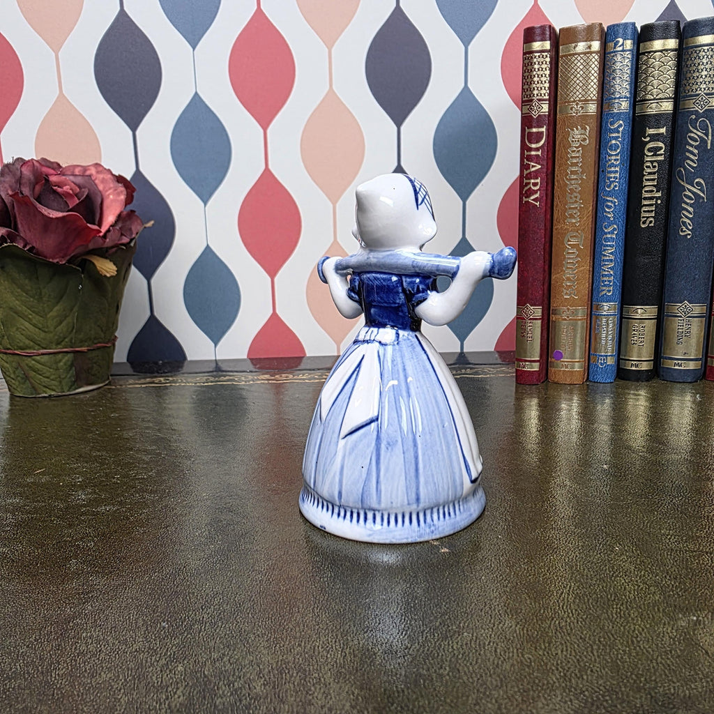 Vintage Delft Blue Dutch Girl Figurine Hand Painted Ceramic Holland Blue White Collectible Decor