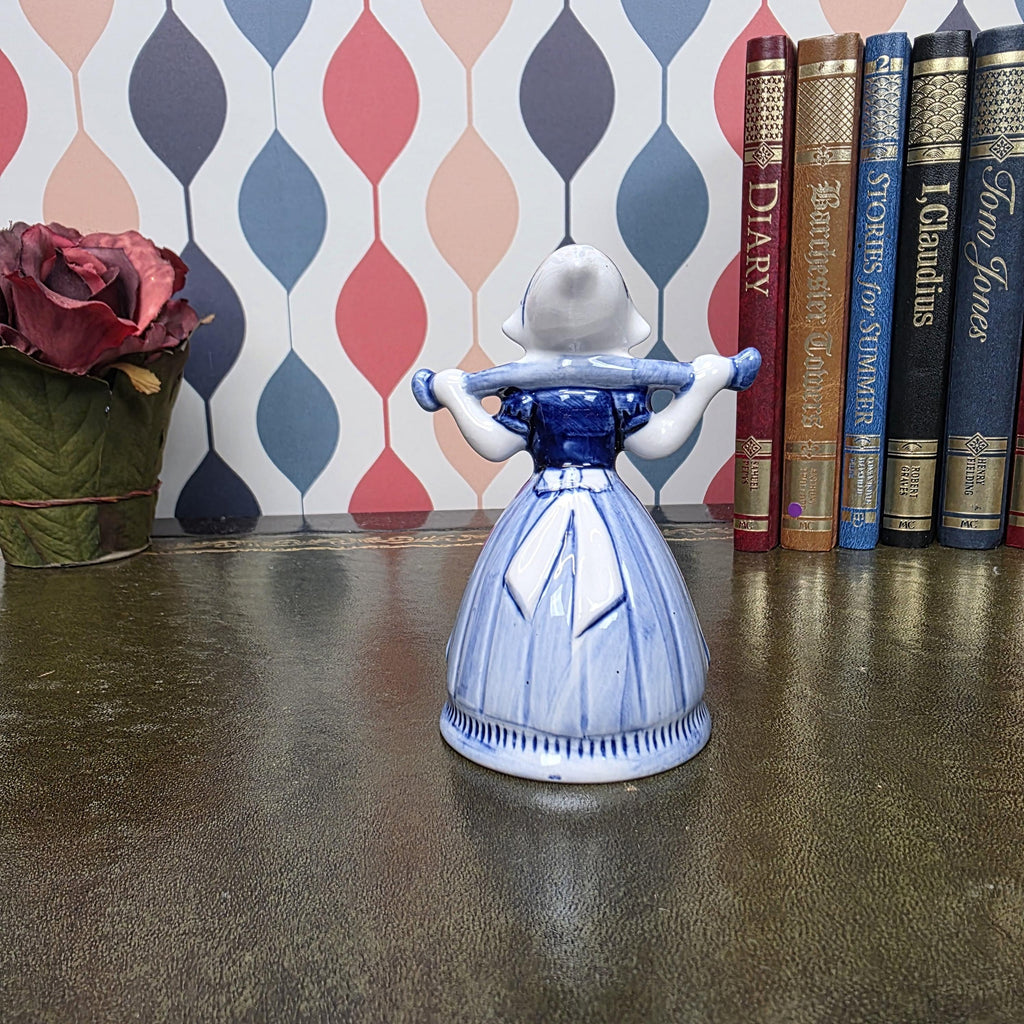 Vintage Delft Blue Dutch Girl Figurine Hand Painted Ceramic Holland Blue White Collectible Decor
