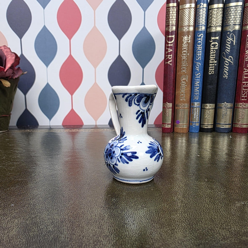Vintage Delft Blue Mini Pitcher Hand Painted Small Ceramic Jug Holland Miniature Creamer Vase