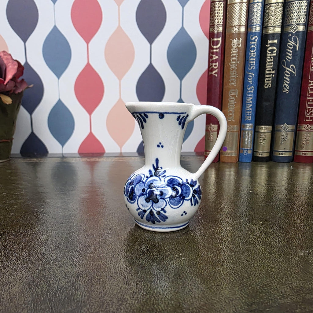 Vintage Delft Blue Mini Pitcher Hand Painted Small Ceramic Jug Holland Miniature Creamer Vase