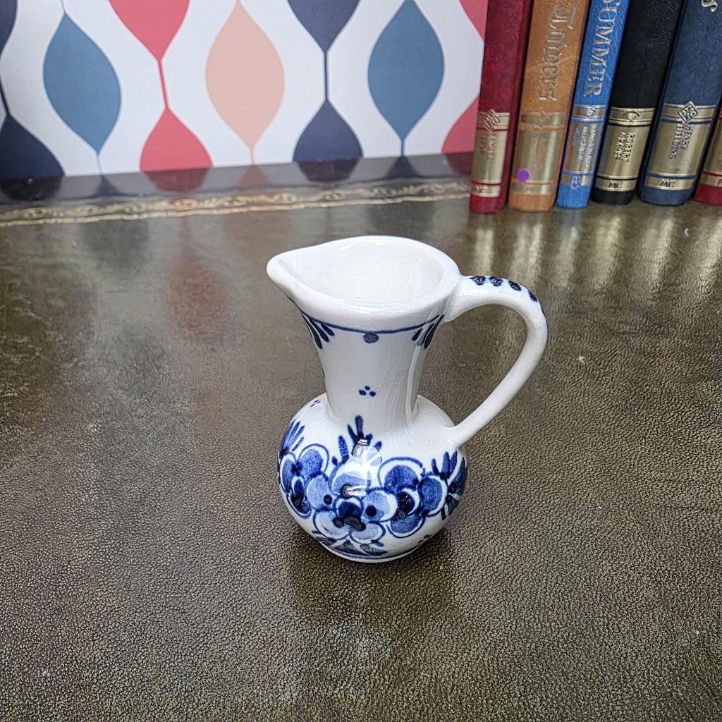 Vintage Delft Blue Mini Pitcher Hand Painted Small Ceramic Jug Holland Miniature Creamer Vase