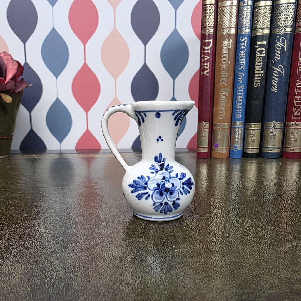 Vintage Delft Blue Mini Pitcher Hand Painted Small Ceramic Jug Holland Miniature Creamer Vase