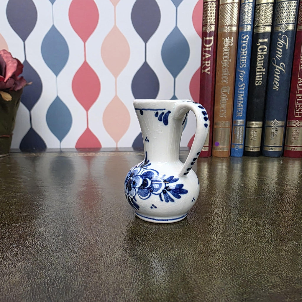 Vintage Delft Blue Mini Pitcher Hand Painted Small Ceramic Jug Holland Miniature Creamer Vase
