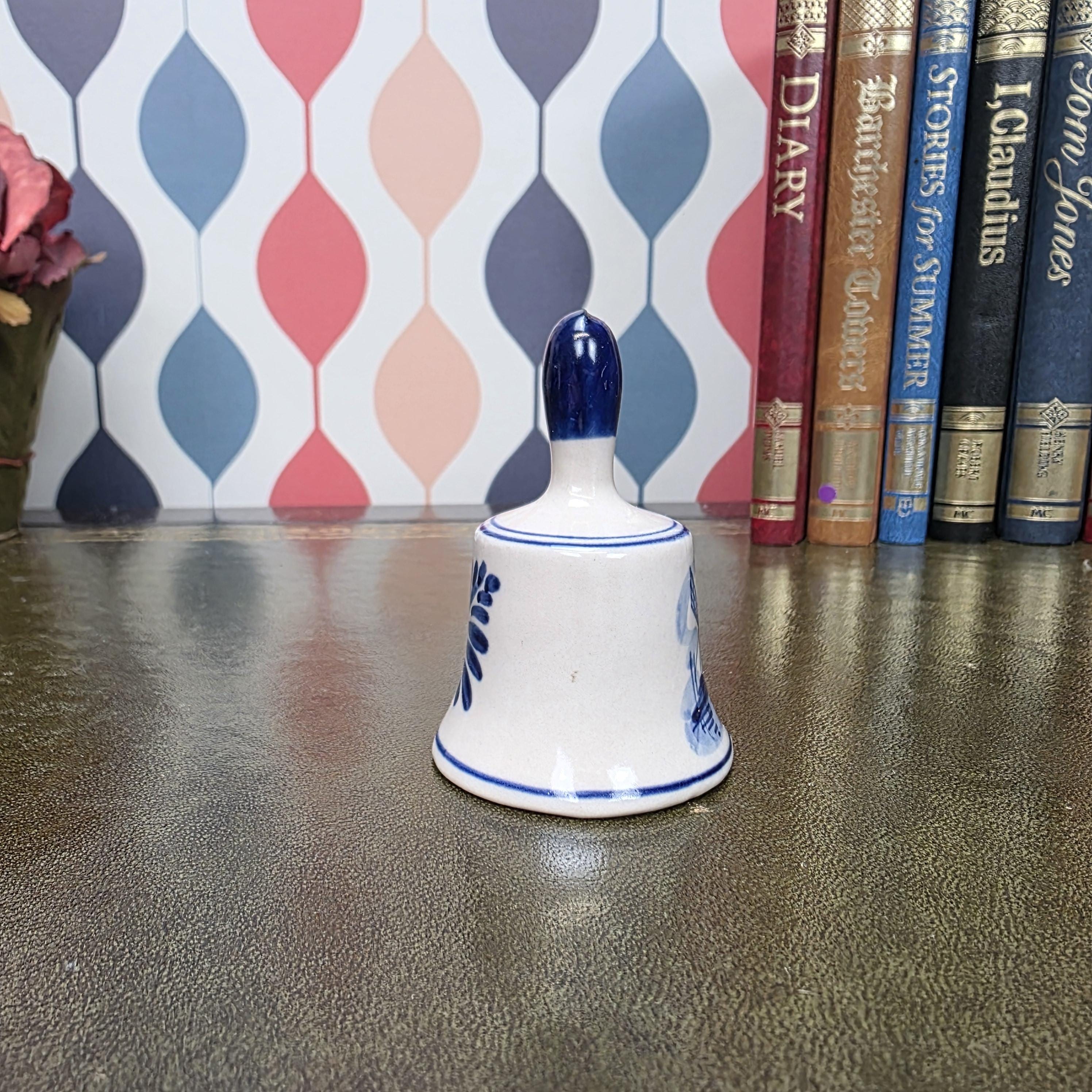 Vintage Delft Blue Bell Hand Painted Ceramic Mini Bell Holland Souvenir Windmill Decor Collectible
