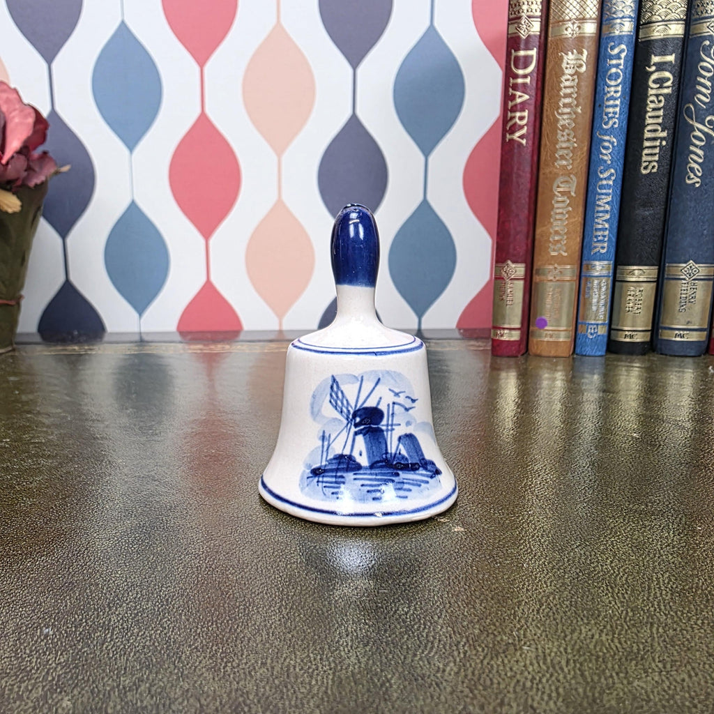 Vintage Delft Blue Bell Hand Painted Ceramic Mini Bell Holland Souvenir Windmill Decor Collectible