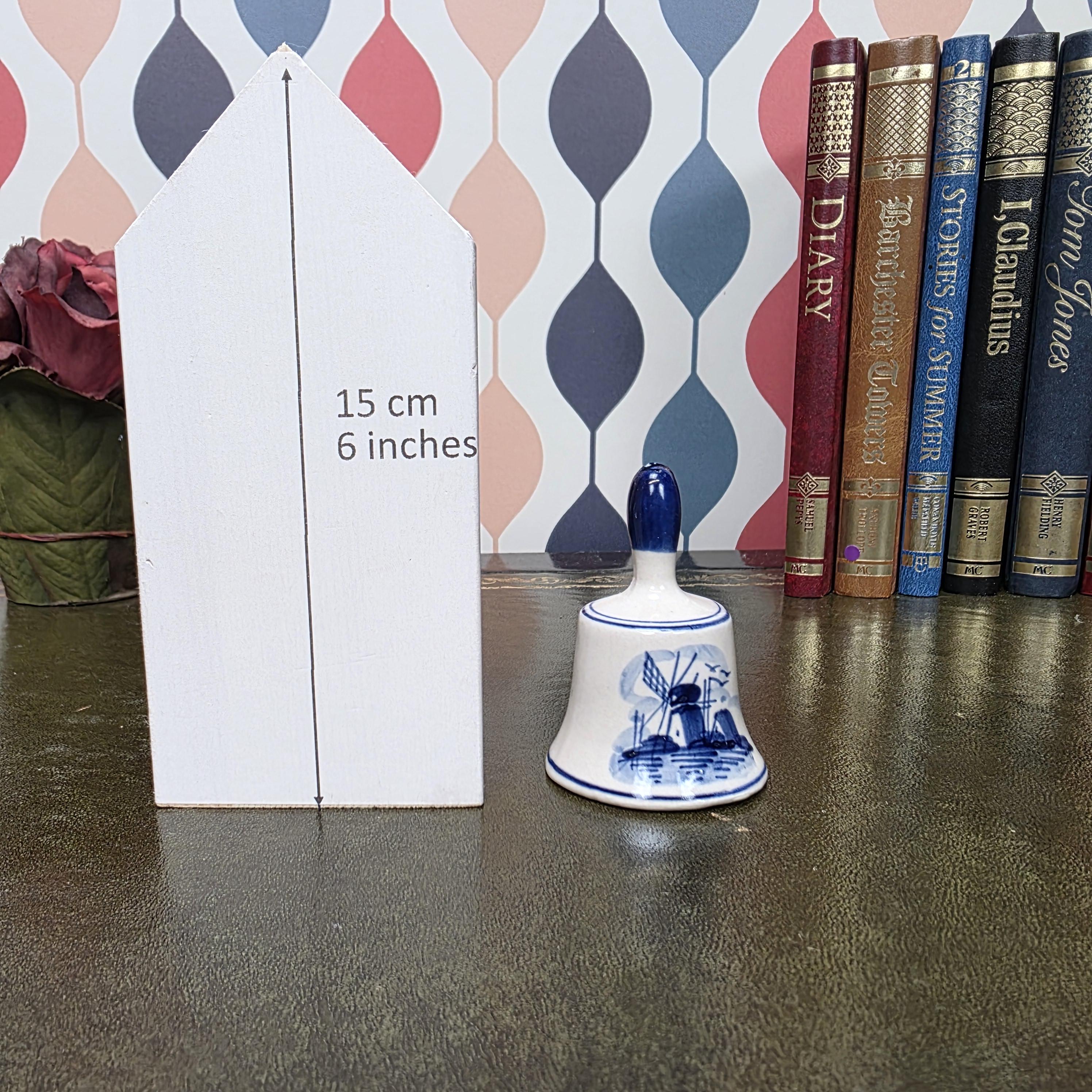 Vintage Delft Blue Bell Hand Painted Ceramic Mini Bell Holland Souvenir Windmill Decor Collectible