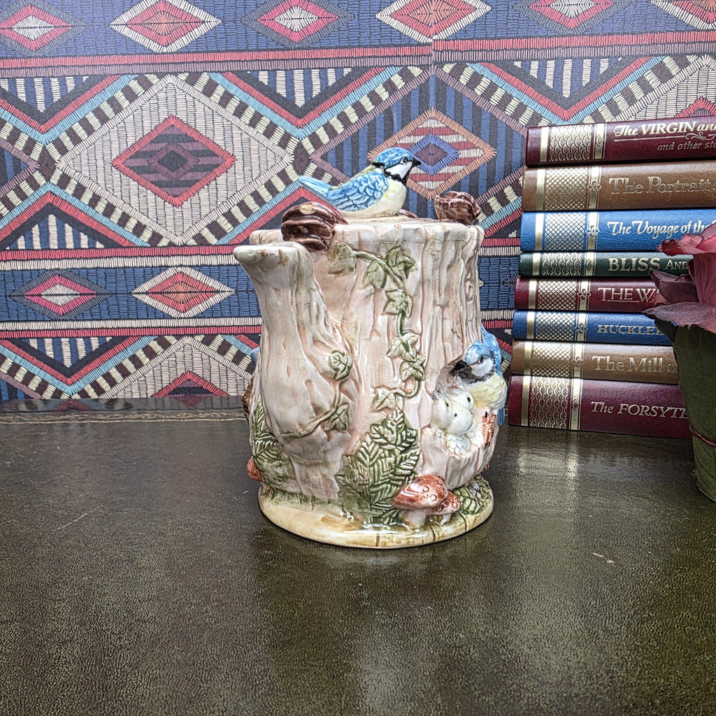 Vintage Leonardo Collection Bird Teapot Decorative Ceramic Woodland Cottagecore Bluebird Teapot Sculpture
