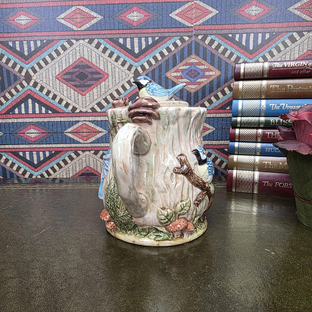 Vintage Leonardo Collection Bird Teapot Decorative Ceramic Woodland Cottagecore Bluebird Teapot Sculpture