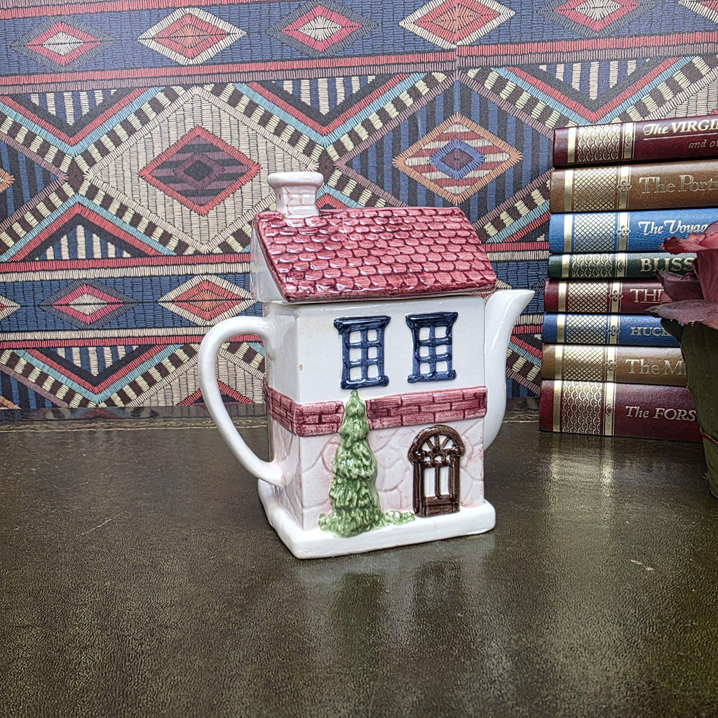 House Shaped Teapot Chocolate Shop Ceramic Teapot Vintage Cottage Decor Collectible Novelty Kitchen Piece