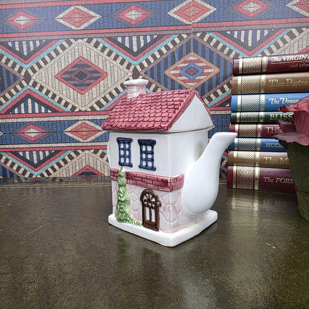 House Shaped Teapot Chocolate Shop Ceramic Teapot Vintage Cottage Decor Collectible Novelty Kitchen Piece