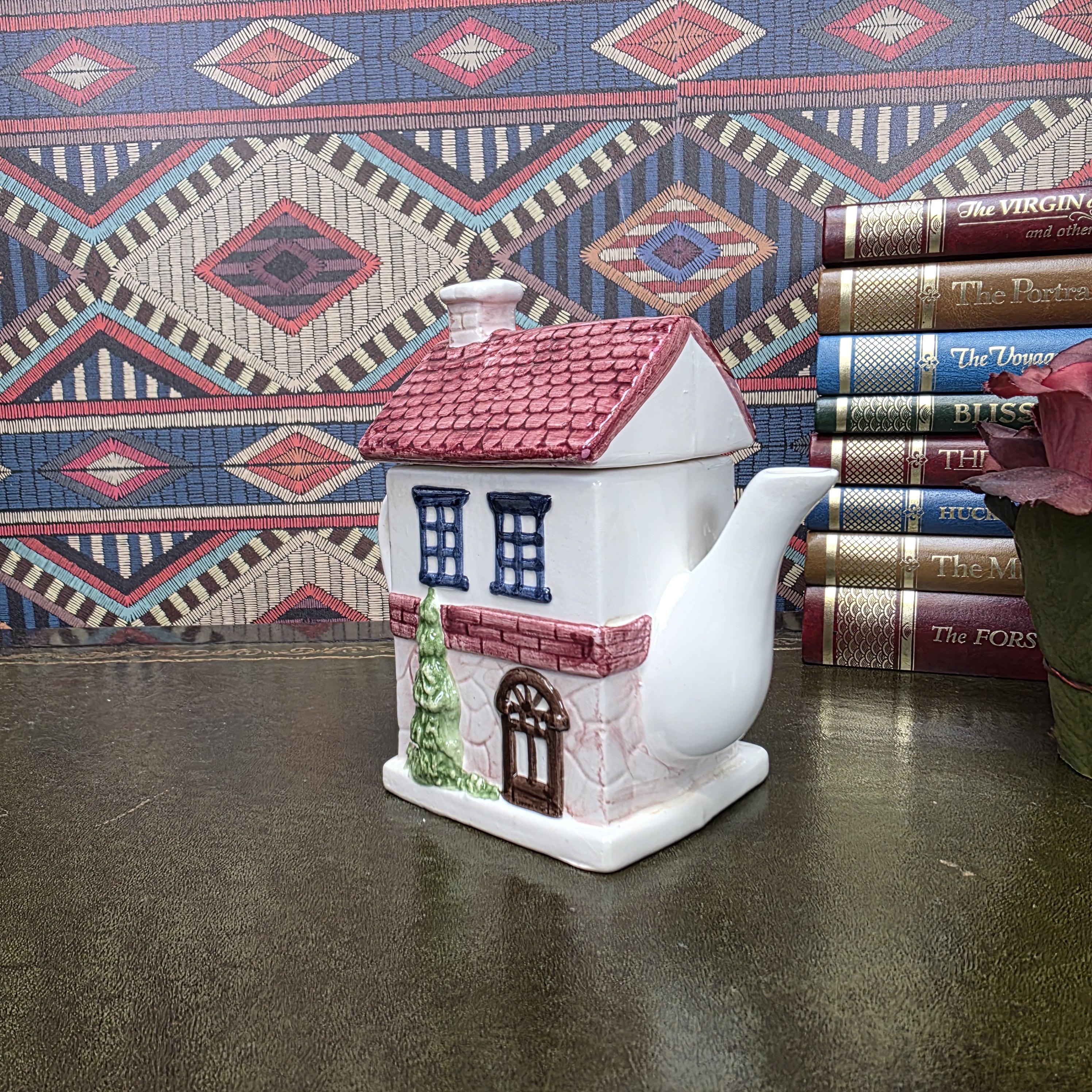 House Shaped Teapot Chocolate Shop Ceramic Teapot Vintage Cottage Decor Collectible Novelty Kitchen Piece