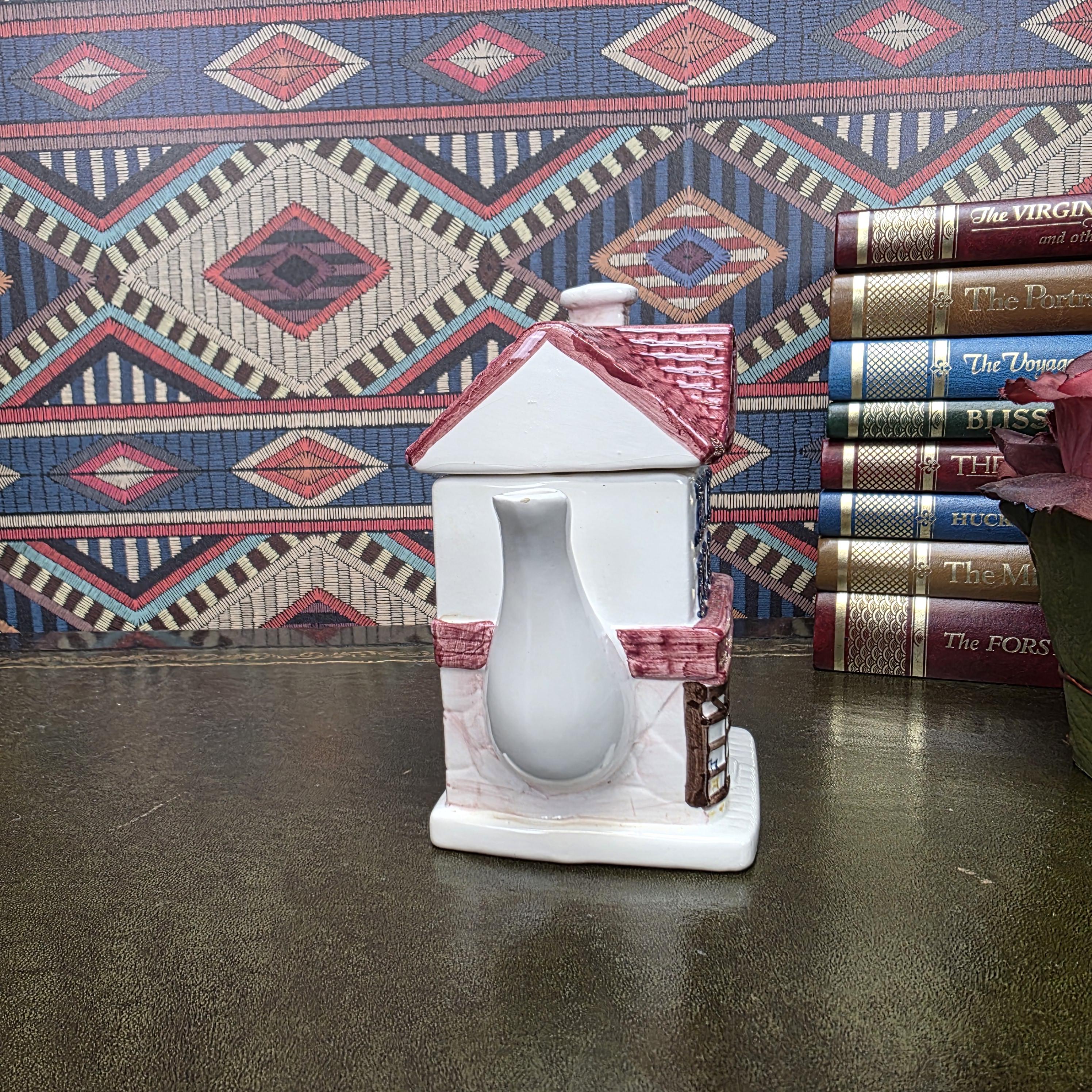 House Shaped Teapot Chocolate Shop Ceramic Teapot Vintage Cottage Decor Collectible Novelty Kitchen Piece