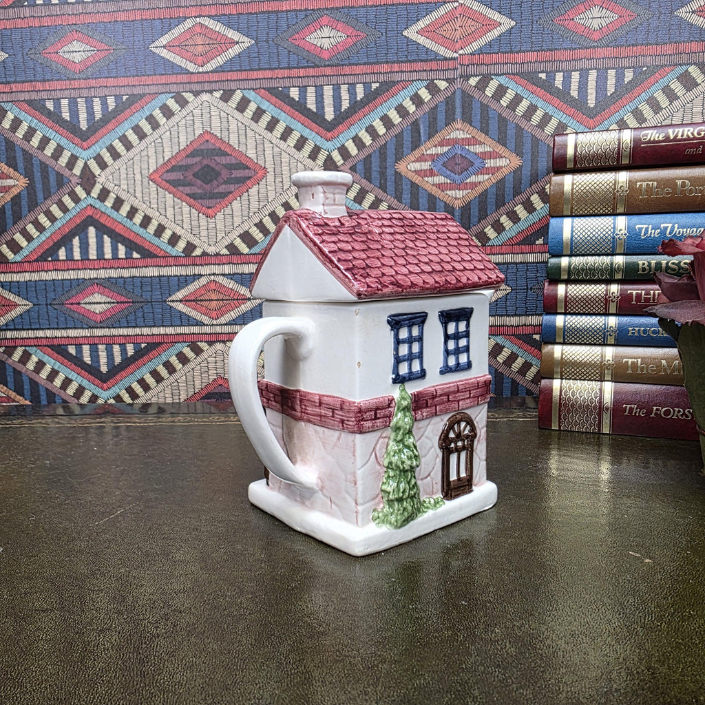 House Shaped Teapot Chocolate Shop Ceramic Teapot Vintage Cottage Decor Collectible Novelty Kitchen Piece