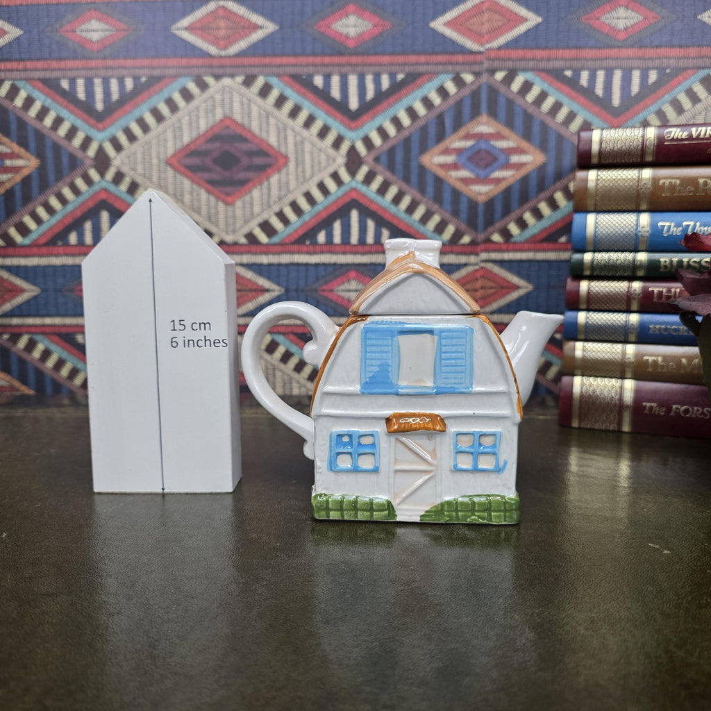 House Shape Ceramic Teapot Vintage Taiwan Cottage Style Novelty Kitchen Collectible Farmhouse Decor