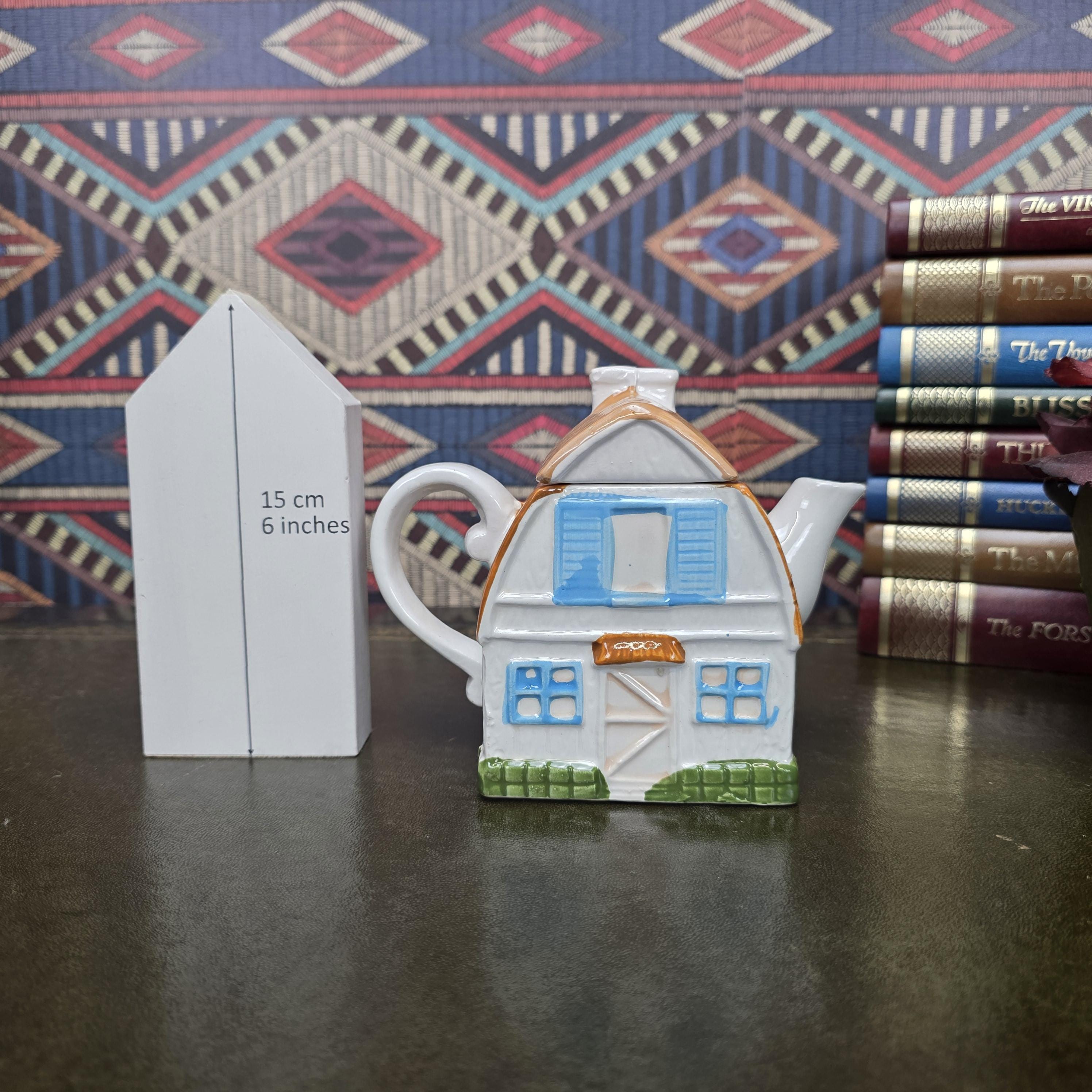 House Shape Ceramic Teapot Vintage Taiwan Cottage Style Novelty Kitchen Collectible Farmhouse Decor