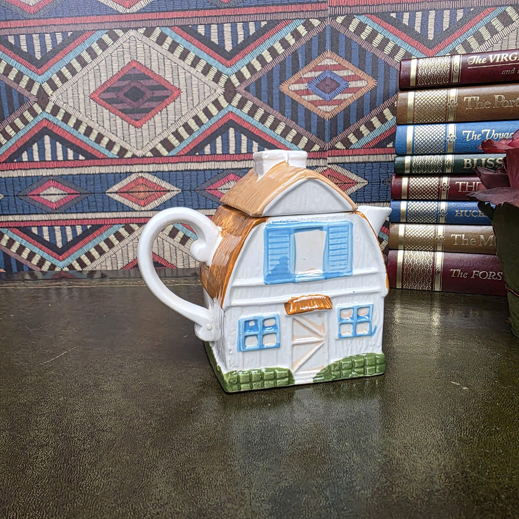 House Shape Ceramic Teapot Vintage Taiwan Cottage Style Novelty Kitchen Collectible Farmhouse Decor