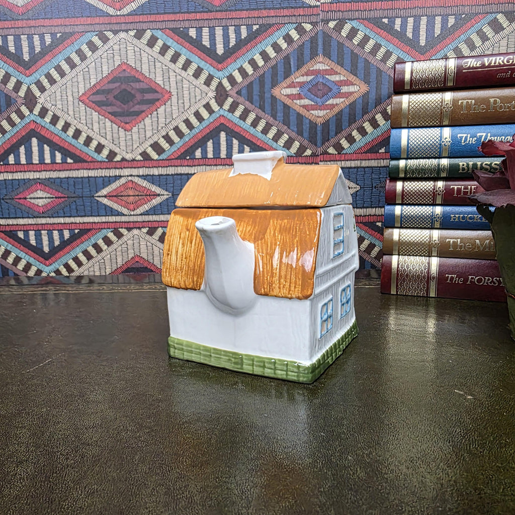 House Shape Ceramic Teapot Vintage Taiwan Cottage Style Novelty Kitchen Collectible Farmhouse Decor