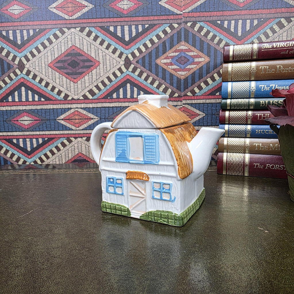 House Shape Ceramic Teapot Vintage Taiwan Cottage Style Novelty Kitchen Collectible Farmhouse Decor