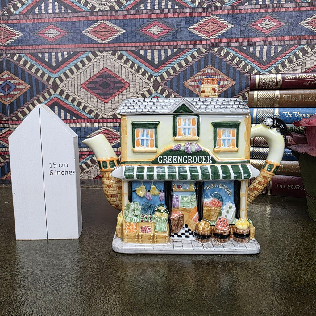 Vintage Ceramic Teapot House Greengrocer Leonardo Collection Decorative Cottage Teapot Collectible Kitchen Decor