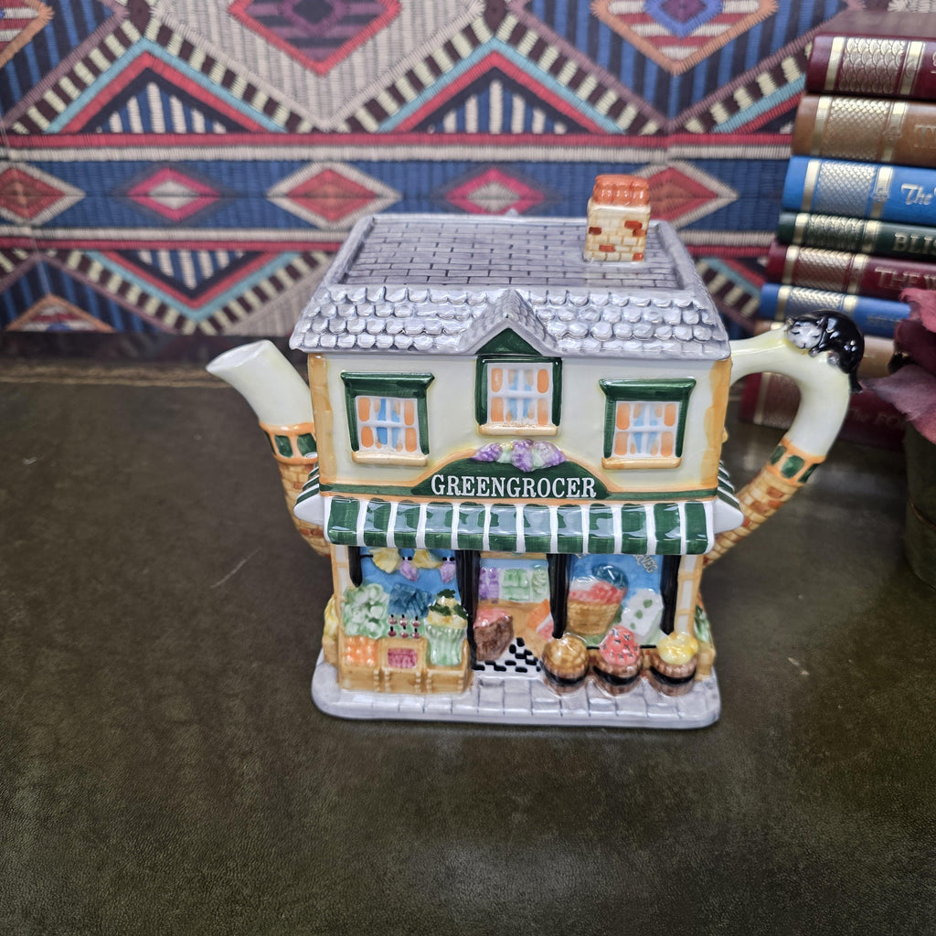 Vintage Ceramic Teapot House Greengrocer Leonardo Collection Decorative Cottage Teapot Collectible Kitchen Decor