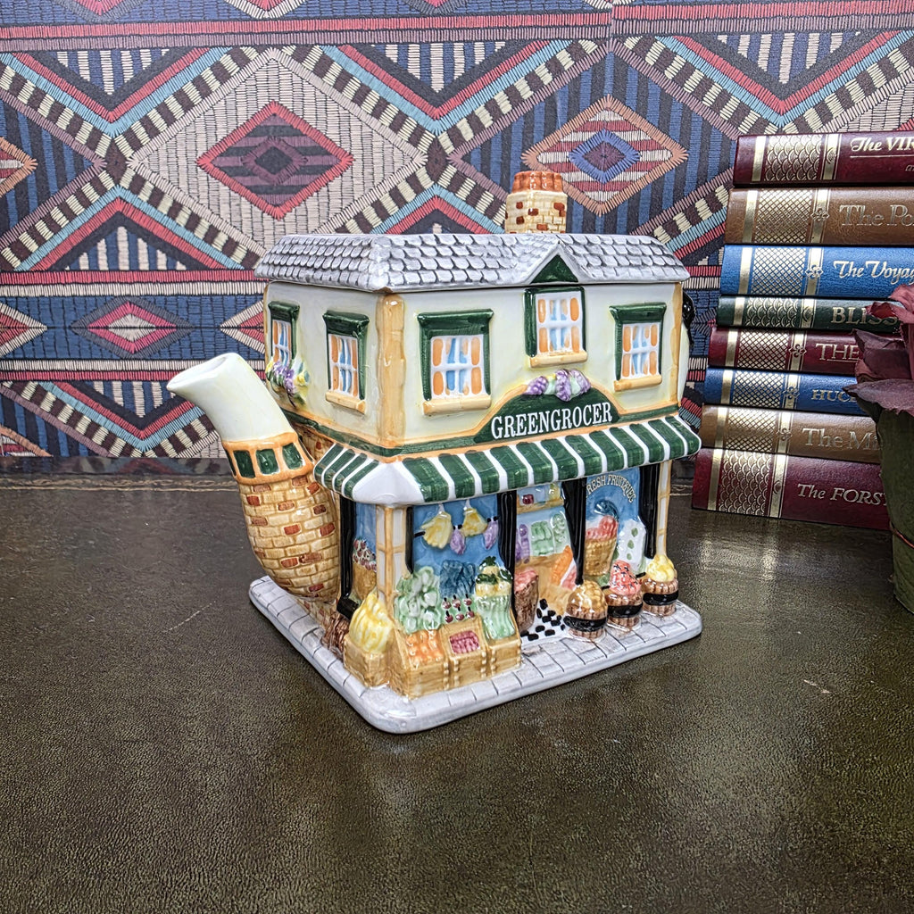 Vintage Ceramic Teapot House Greengrocer Leonardo Collection Decorative Cottage Teapot Collectible Kitchen Decor