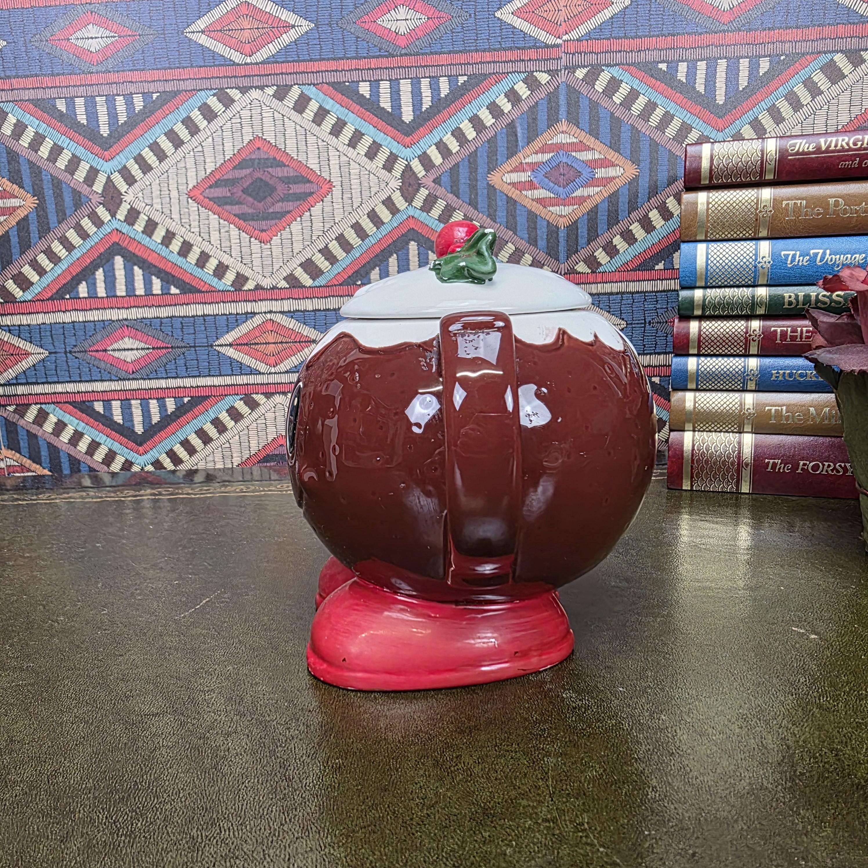 Vintage Ceramic Character Teapot Christmas Pudding Design Novelty Teapot Collectable Festive Kitchen Decor