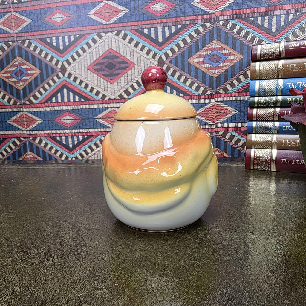 Vintage Pig Face Pork Dripping Jar Ceramic Storage Pot Kitchen Canister Novelty Farmhouse Decor