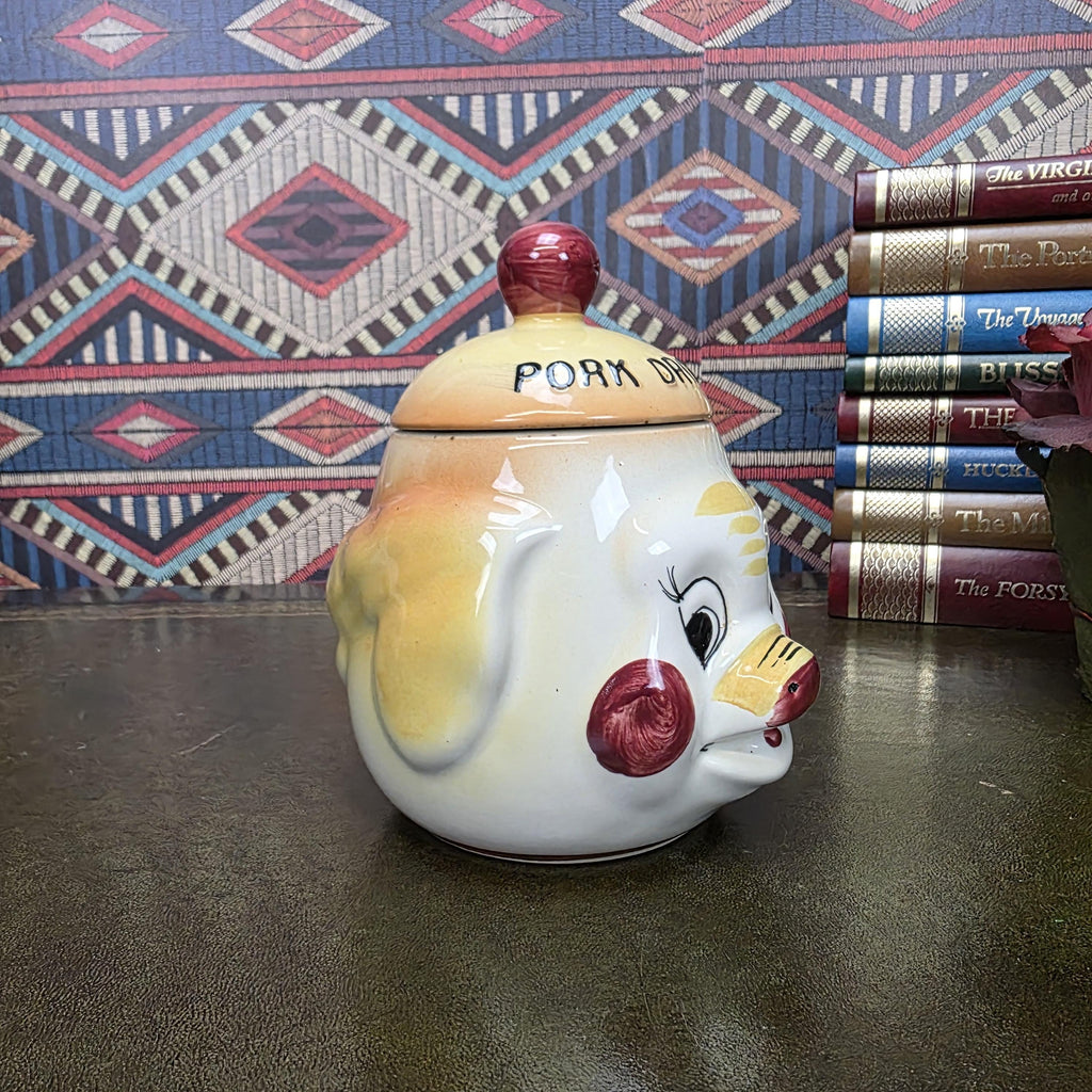 Vintage Pig Face Pork Dripping Jar Ceramic Storage Pot Kitchen Canister Novelty Farmhouse Decor