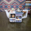 Vintage Novelty Stove Teapot Ceramic Kitchen Scene Teapot Miniature Cooking Range Kettle Decor