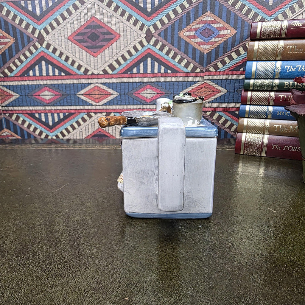 Vintage Novelty Stove Teapot Ceramic Kitchen Scene Teapot Miniature Cooking Range Kettle Decor