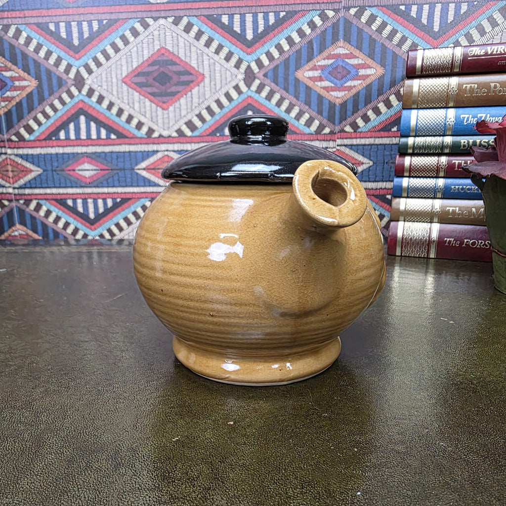 Vintage Character Face Teapot Ceramic Brown Novelty Kettle Whimsical Pottery Tea Pot Collectible