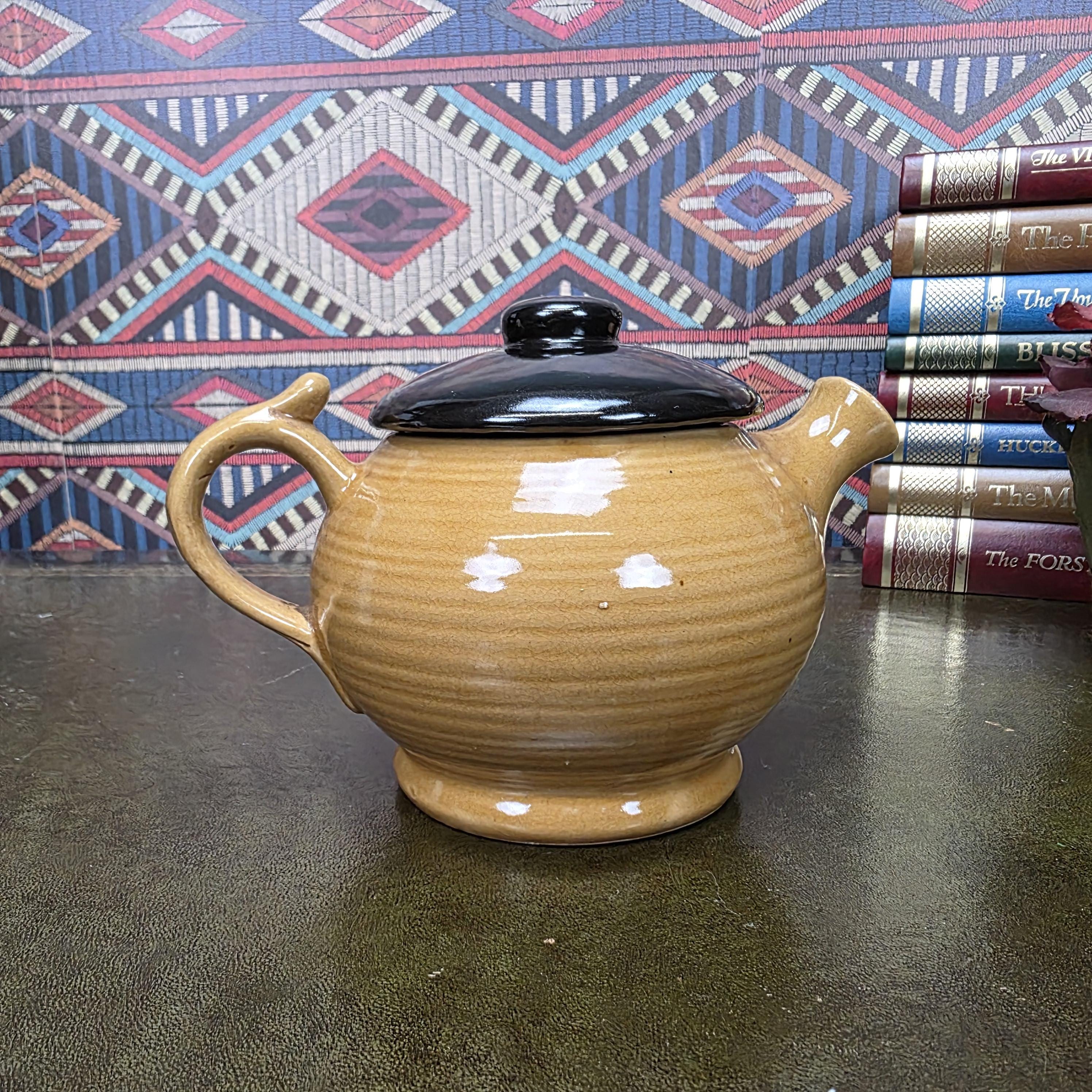 Vintage Character Face Teapot Ceramic Brown Novelty Kettle Whimsical Pottery Tea Pot Collectible