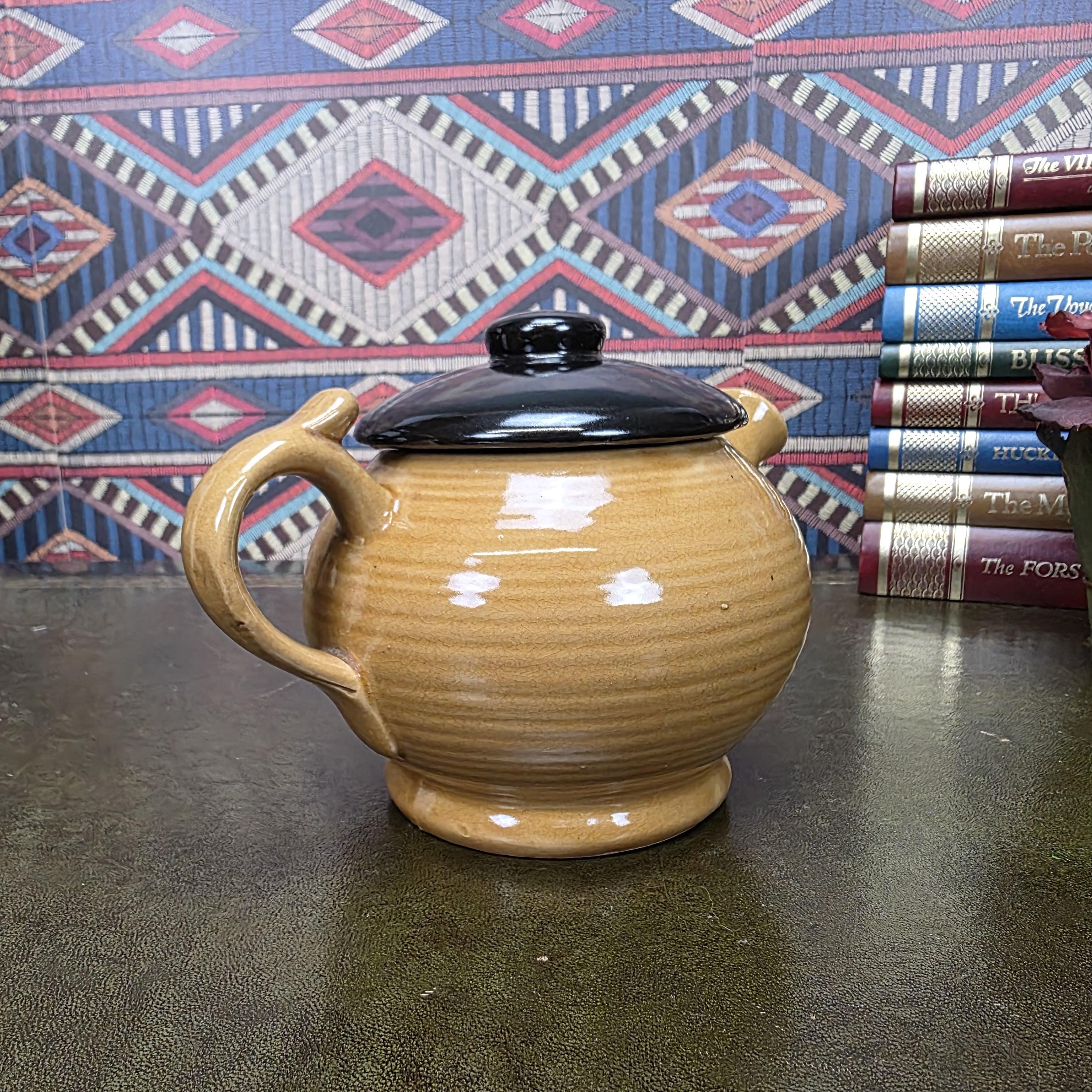 Vintage Character Face Teapot Ceramic Brown Novelty Kettle Whimsical Pottery Tea Pot Collectible
