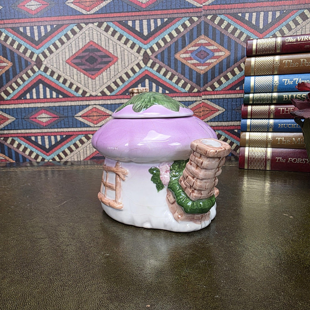 Vintage Cottage Teapot Mushroom House Ceramic Fairy Cottagecore Kitchen Decor Figural Collectible