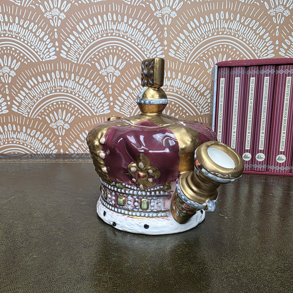 Vintage Crown Teapot Leonard Italian Ceramic Decorative Royal Design Collectors Display Mid Century