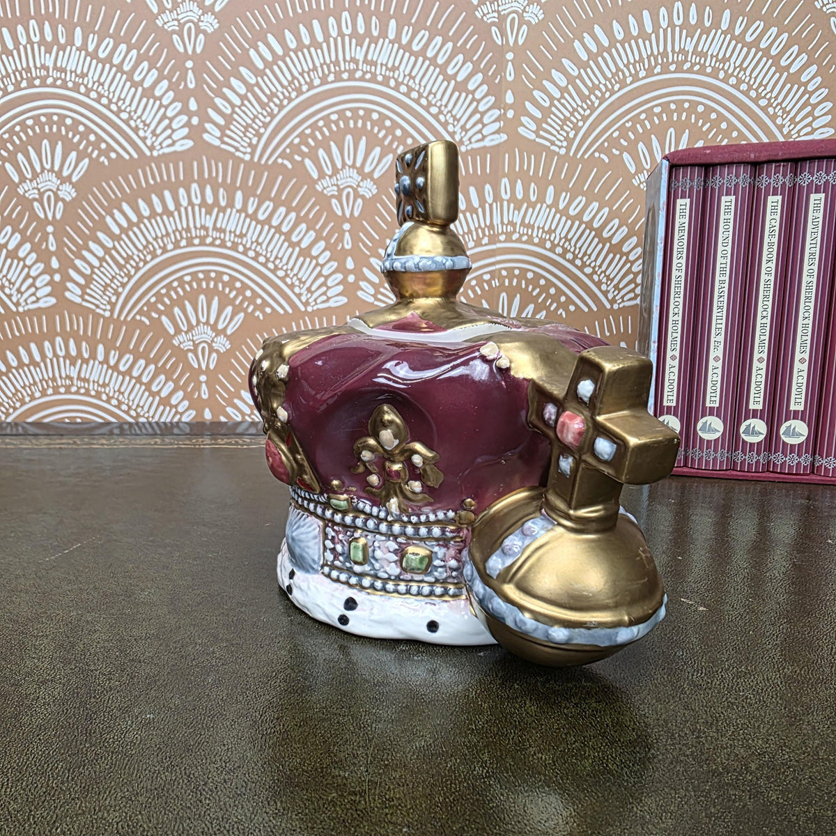 Vintage Crown Teapot Leonard Italian Ceramic Decorative Royal Design Collectors Display Mid Century