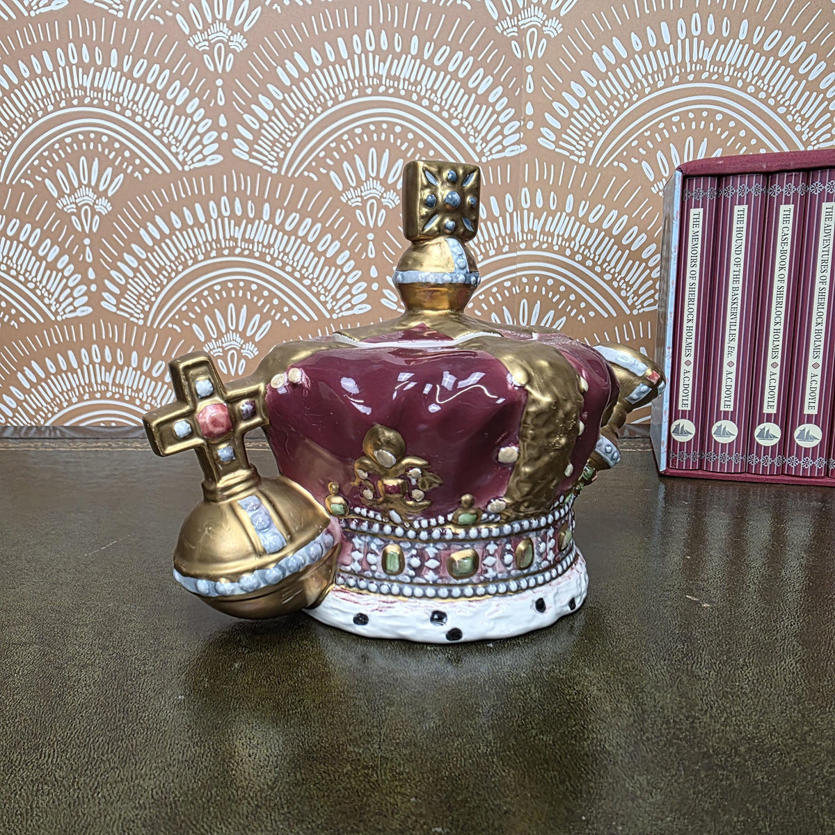 Vintage Crown Teapot Leonard Italian Ceramic Decorative Royal Design Collectors Display Mid Century
