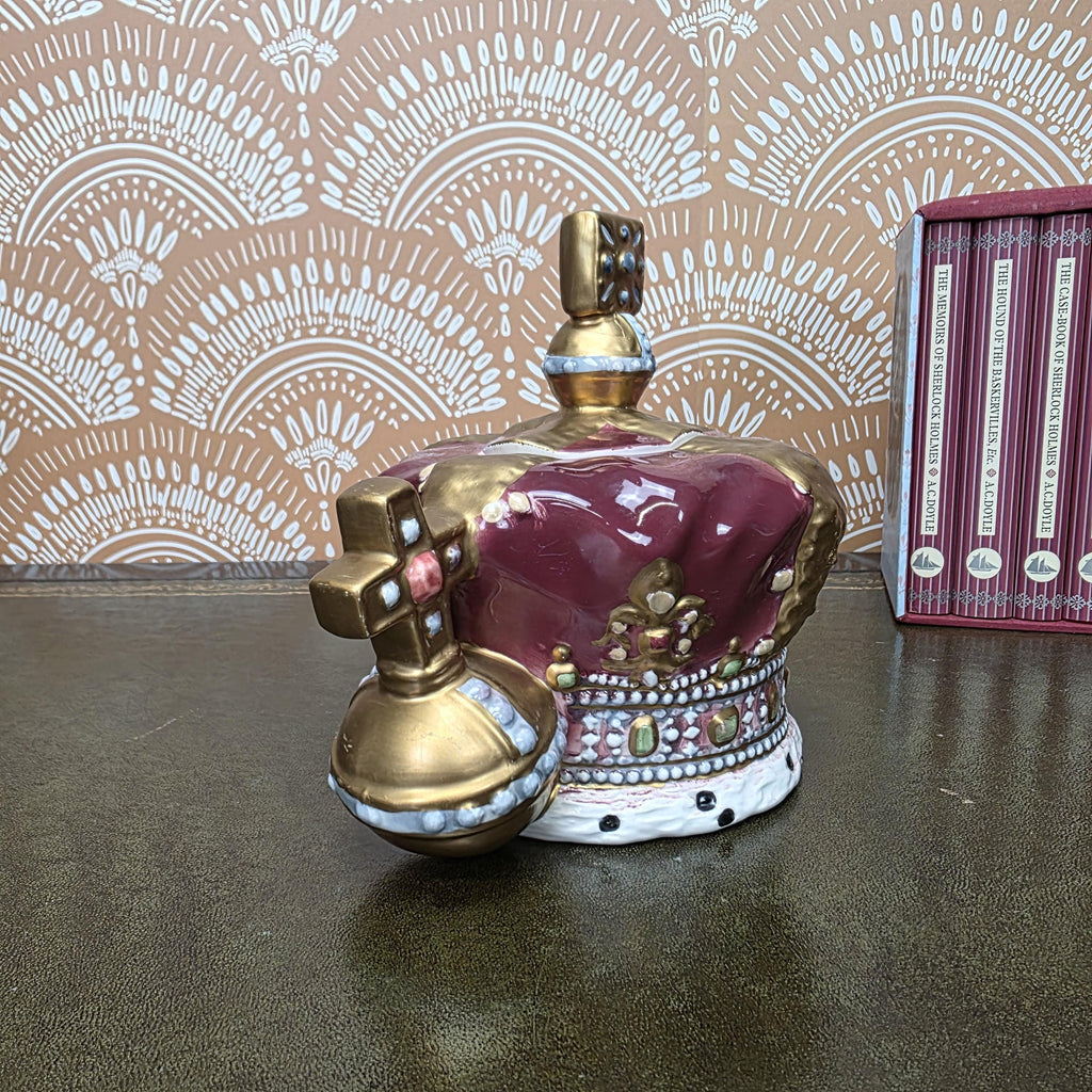 Vintage Crown Teapot Leonard Italian Ceramic Decorative Royal Design Collectors Display Mid Century