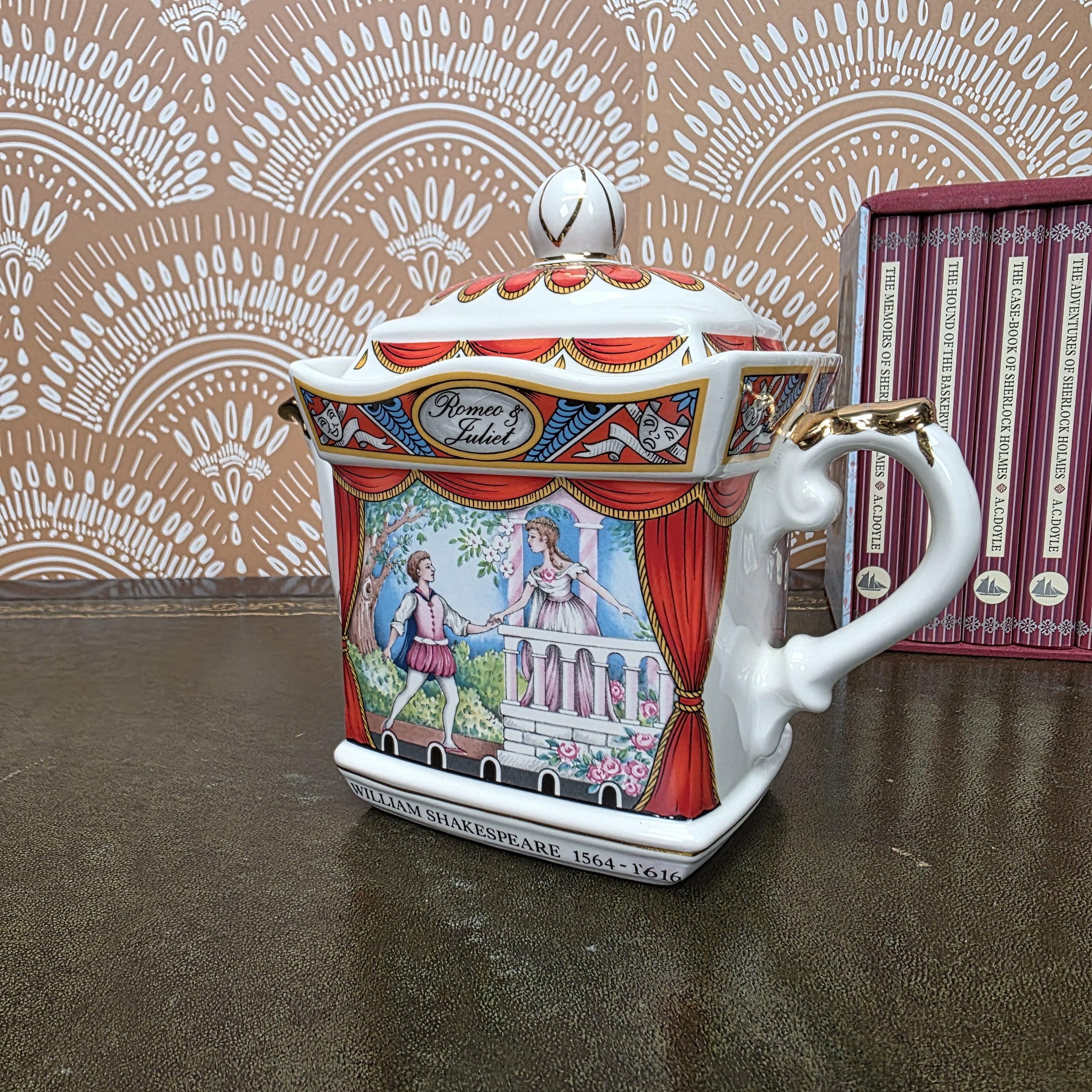 Sadler Romeo Juliet Teapot Vintage Shakespeare Staffordshire England Ceramic Literary Collectible Teapot