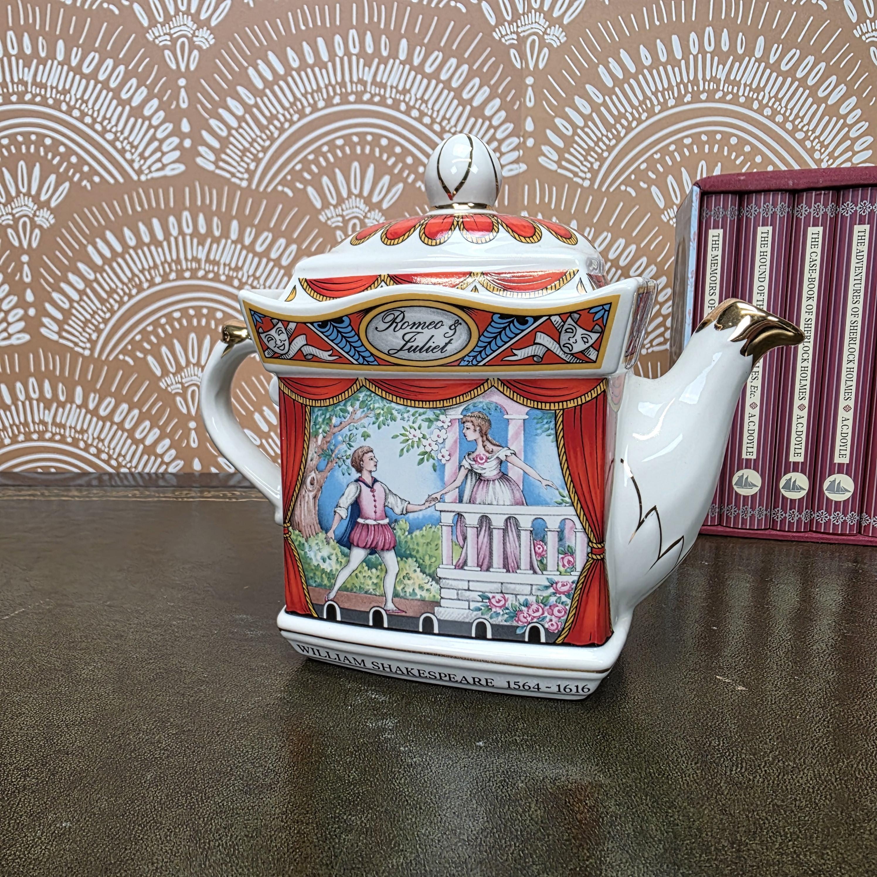 Sadler Romeo Juliet Teapot Vintage Shakespeare Staffordshire England Ceramic Literary Collectible Teapot
