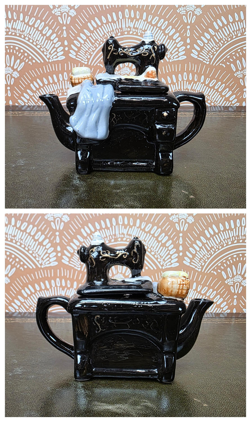 Ceramic Teapot Miniature Kitchen Design Collectors Piece Novelty Pottery Sewing Machine Cottage Corn Variants