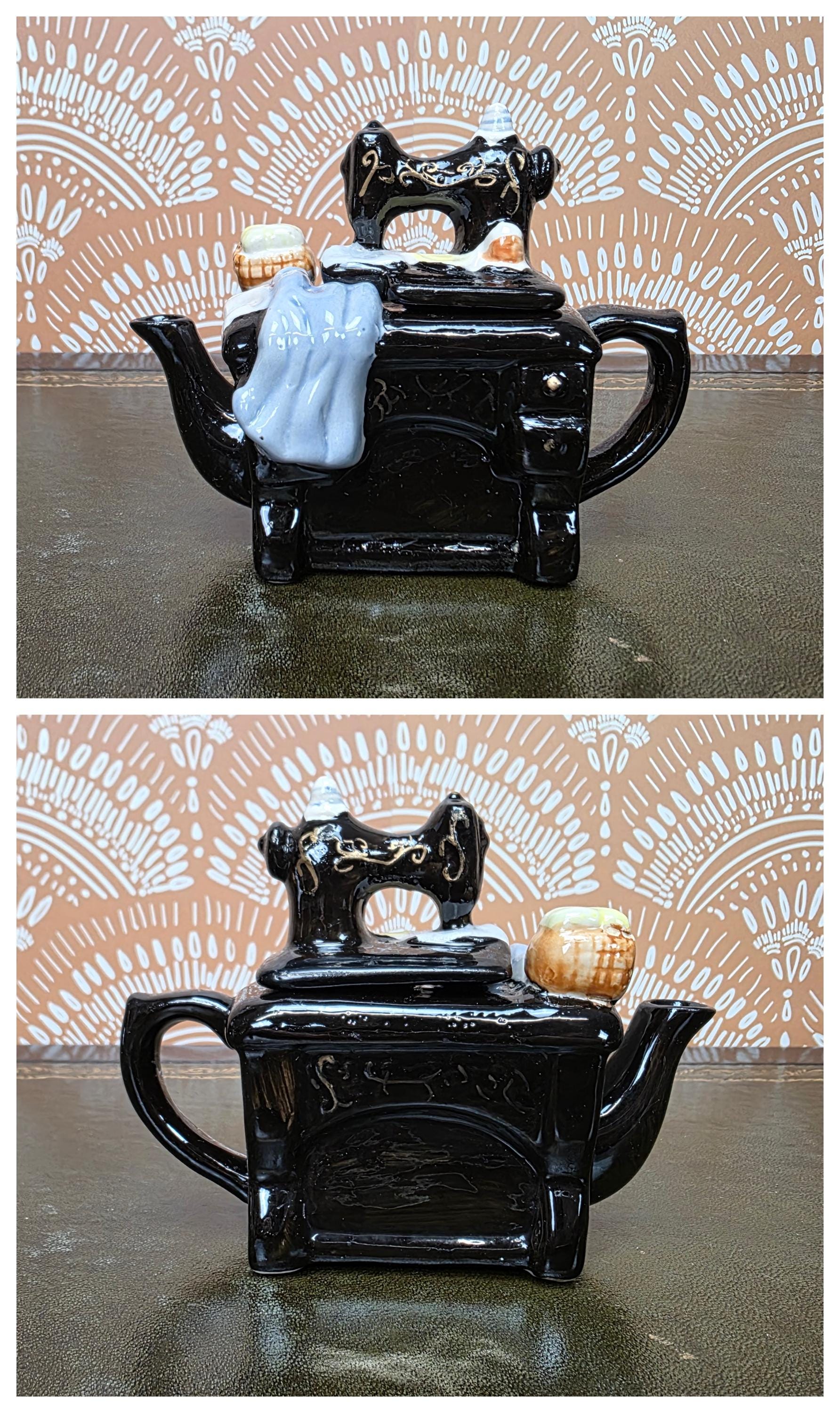 Ceramic Teapot Miniature Kitchen Design Collectors Piece Novelty Pottery Sewing Machine Cottage Corn Variants