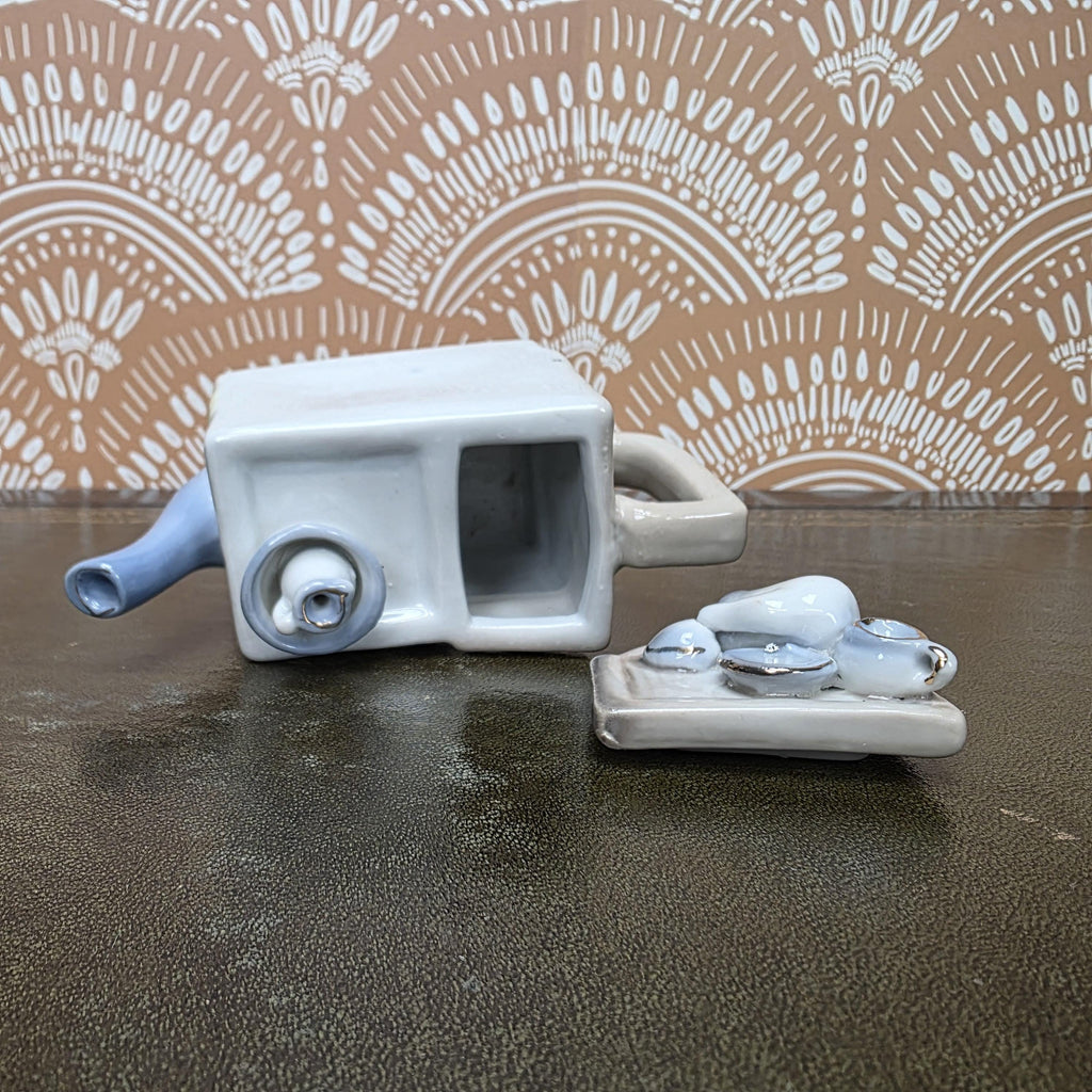 Ceramic Teapot Miniature Kitchen Design Collectors Piece Novelty Pottery Sewing Machine Cottage Corn Variants